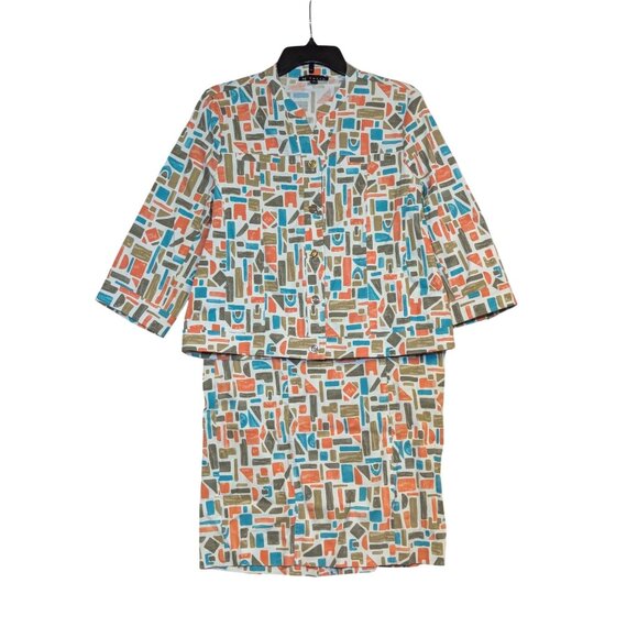 N Touch Womens Printed Two-Piece Skirt & Top Set Size M Geometric Pattern Cotton - Picture 1 of 10